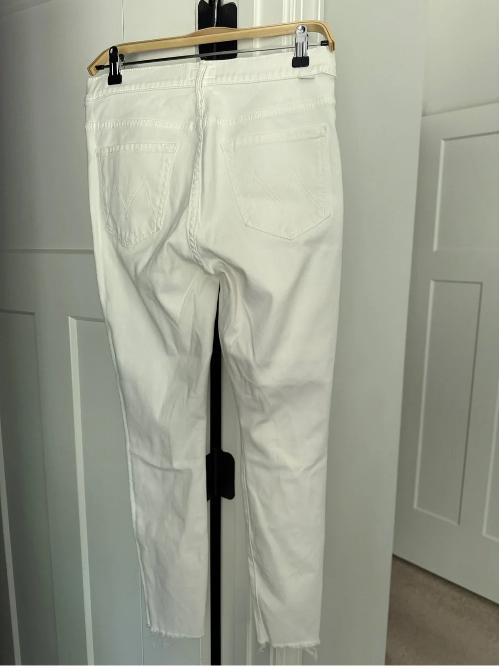 Mother‎ the stunner zip ankle step fray glass slipper white jeans